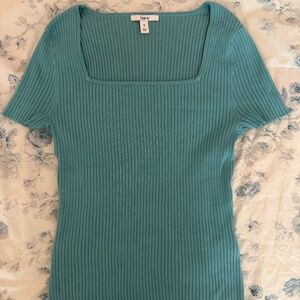 Bar III Womens Ribbed Knit Square Neck Top. Size M